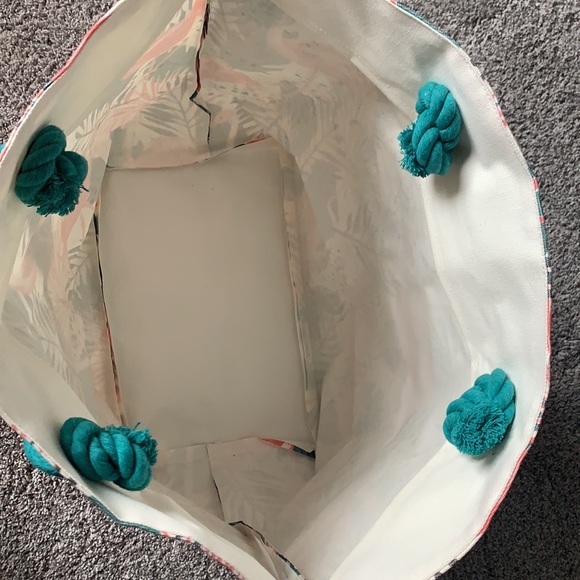 Tommy Bahama Flamingo Palm Reusable Tote / Beach Bag - Picture 2 of 11